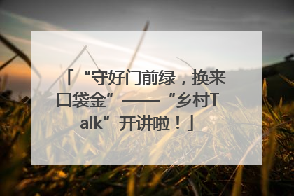 “守好门前绿，换来口袋金”——“乡村Talk”开讲啦！