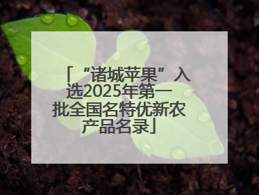 “诸城苹果”入选2025年第一批全国名特优新农产品名录