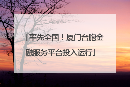 率先全国！厦门台胞金融服务平台投入运行