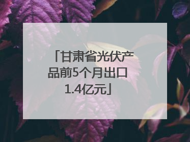 甘肃省光伏产品前5个月出口1.4亿元