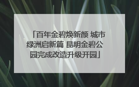 百年金碧焕新颜 城市绿洲启新篇 昆明金碧公园完成改造升级开园