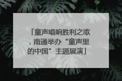 童声唱响胜利之歌，南通举办“童声里的中国”主题展演