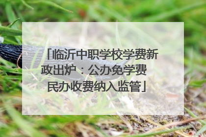 临沂中职学校学费新政出炉：公办免学费 民办收费纳入监管