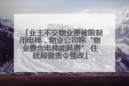 业主不交物业费被限制用电梯，物业公司称“物业费含电梯能耗费” 住建局曾责令整改