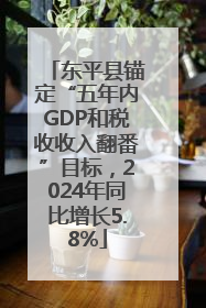 东平县锚定“五年内GDP和税收收入翻番”目标，2024年同比增长5.8%
