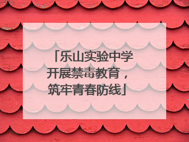 乐山实验中学开展禁毒教育，筑牢青春防线
