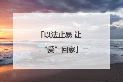 以法止暴 让“爱”回家