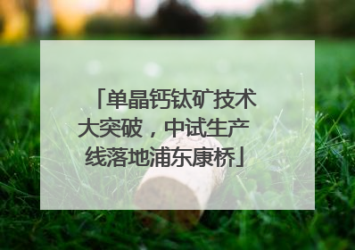 单晶钙钛矿技术大突破，中试生产线落地浦东康桥