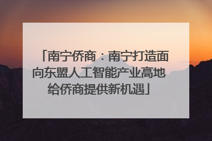 南宁侨商：南宁打造面向东盟人工智能产业高地给侨商提供新机遇