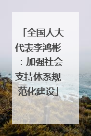 全国人大代表李鸿彬：加强社会支持体系规范化建设