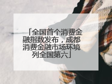 全国首个消费金融指数发布，成都消费金融市场环境列全国第六