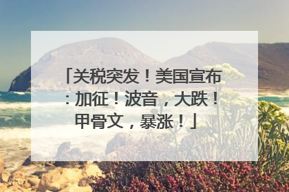 关税突发！美国宣布：加征！波音，大跌！甲骨文，暴涨！