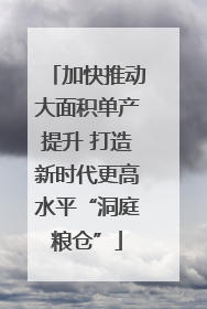 加快推动大面积单产提升 打造新时代更高水平“洞庭粮仓”