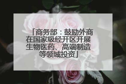 商务部：鼓励外商在国家级经开区开展生物医药、高端制造等领域投资