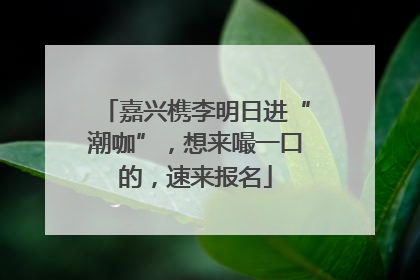 嘉兴槜李明日进“潮咖”，想来嘬一口的，速来报名