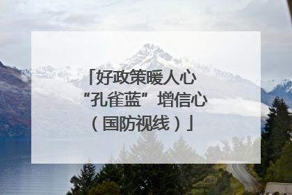 好政策暖人心 “孔雀蓝”增信心（国防视线）