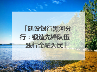 建设银行黑河分行：锻造先锋队伍 践行金融为民