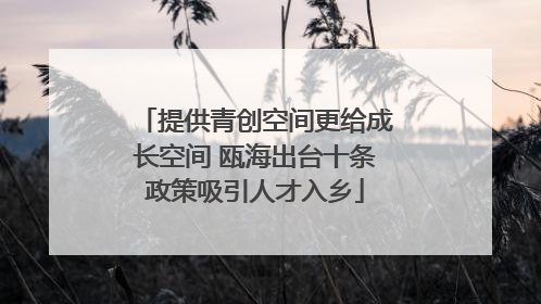 提供青创空间更给成长空间 瓯海出台十条政策吸引人才入乡