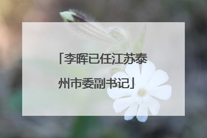 李晖已任江苏泰州市委副书记