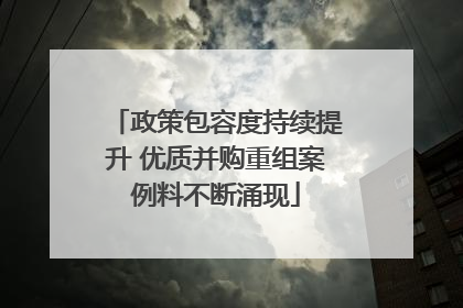 政策包容度持续提升 优质并购重组案例料不断涌现