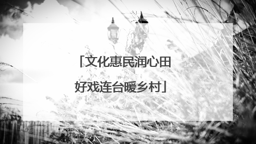 文化惠民润心田 好戏连台暖乡村