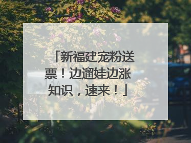 新福建宠粉送票！边遛娃边涨知识，速来！