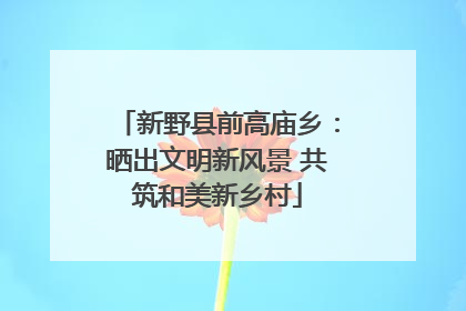 新野县前高庙乡：晒出文明新风景 共筑和美新乡村