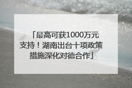 最高可获1000万元支持！湖南出台十项政策措施深化对德合作