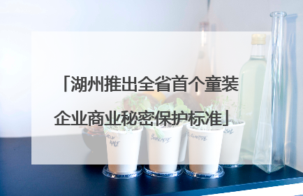湖州推出全省首个童装企业商业秘密保护标准