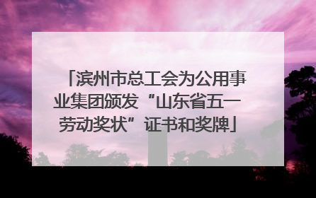 滨州市总工会为公用事业集团颁发“山东省五一劳动奖状”证书和奖牌