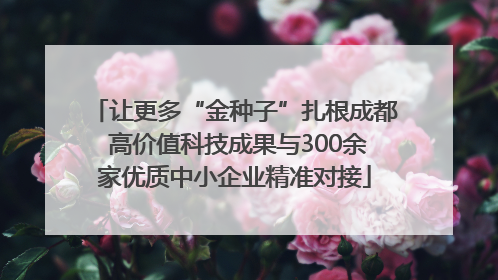让更多“金种子”扎根成都 高价值科技成果与300余家优质中小企业精准对接