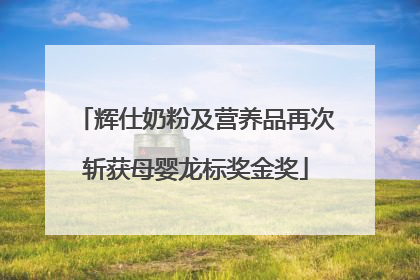 辉仕奶粉及营养品再次斩获母婴龙标奖金奖