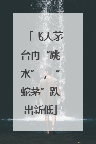 飞天茅台再“跳水”，“蛇茅”跌出新低