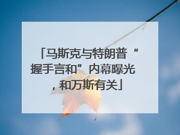 马斯克与特朗普“握手言和”内幕曝光，和万斯有关