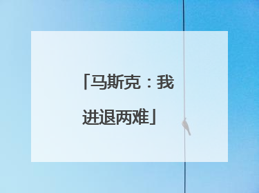 马斯克：我进退两难