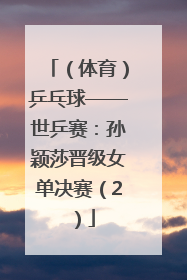 （体育）乒乓球——世乒赛：孙颖莎晋级女单决赛（2）
