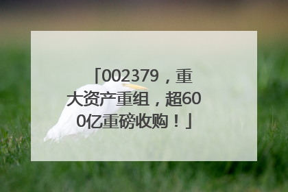 002379，重大资产重组，超600亿重磅收购！
