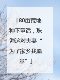 80亩荒地种下童话,珠海这对夫妻“为了家乡我愿意”